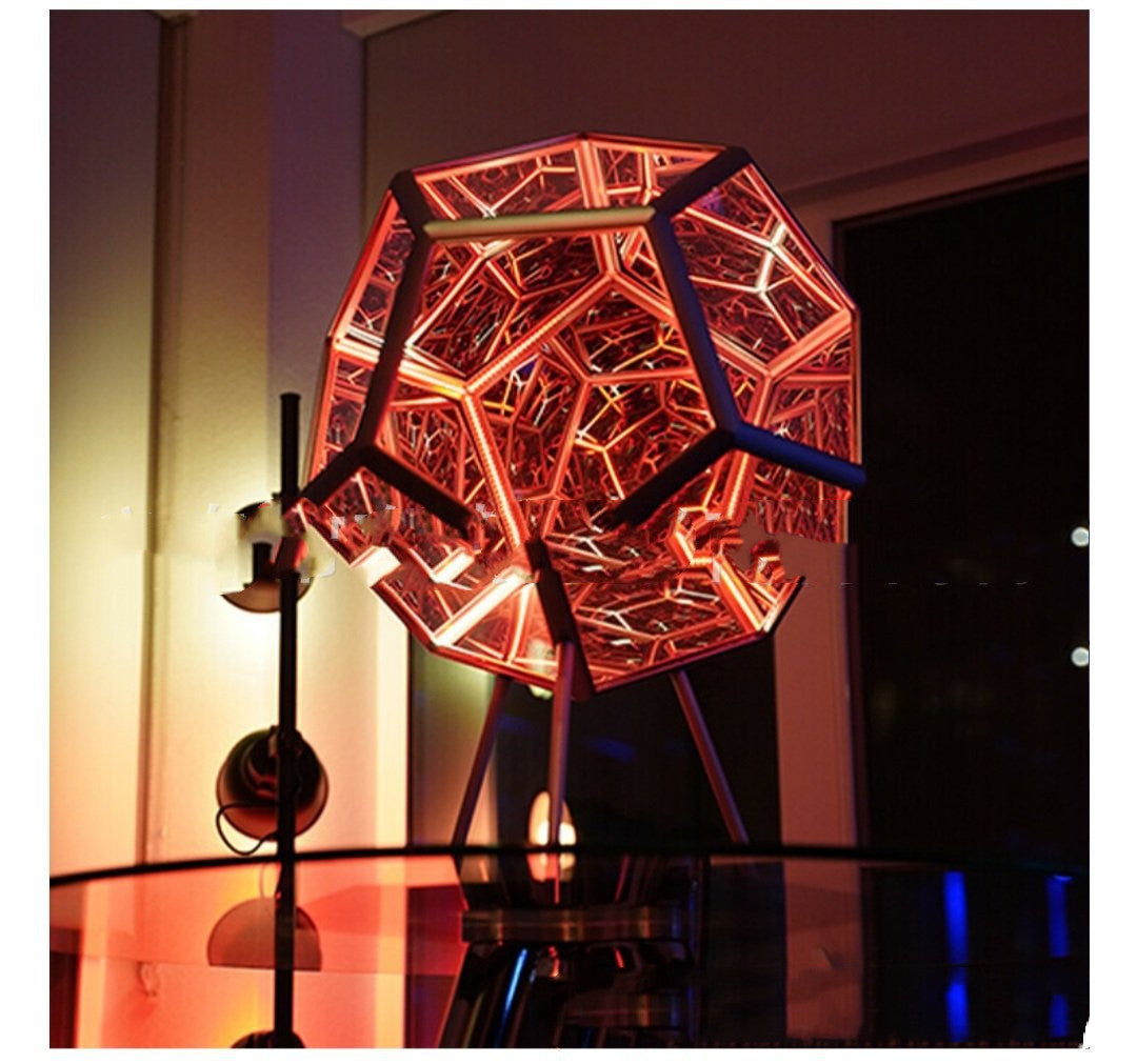 Night Light Creative And Cool Infinite Dodecahedron Color Art Light Bedroom Led Luminaria Galaxy Projector Table Lamp - Zalixer