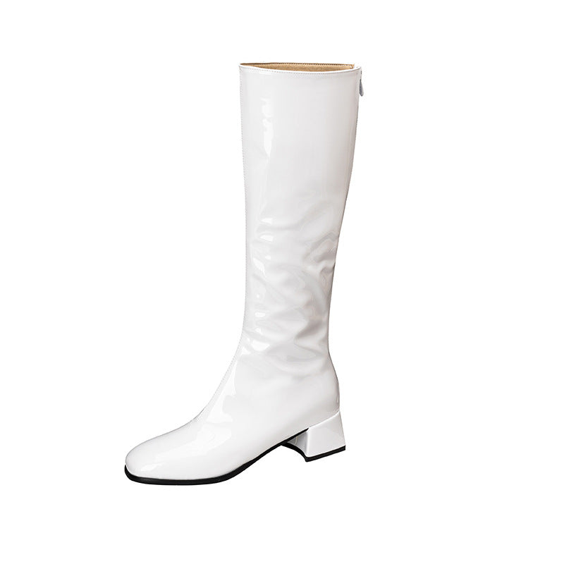 Womens Stylish Chunky-heeled Square-toe Over-the-knee Boots - Zalixer