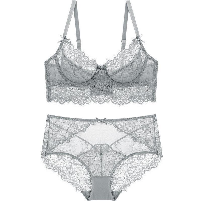 Ultra-thin Non-cotton Padded High Waist Bra Set - Zalixer