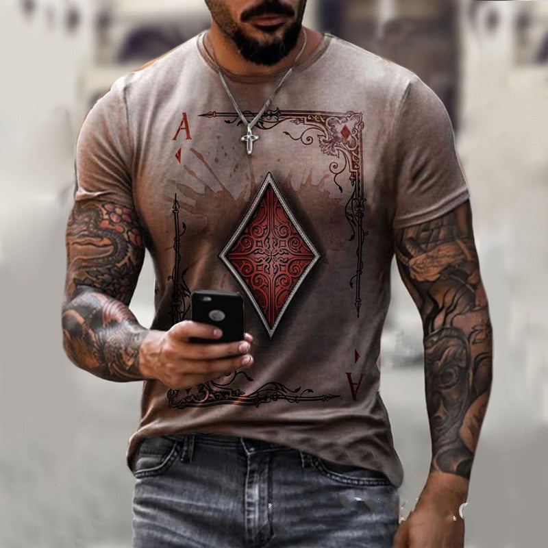 Playing Card Printing Men's T-Shirt Top - Zalixer