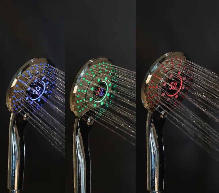 Adjustable 3 Mode 3 Color LED Shower Head Light Temperature Sensor RGB Bath Sprinkler