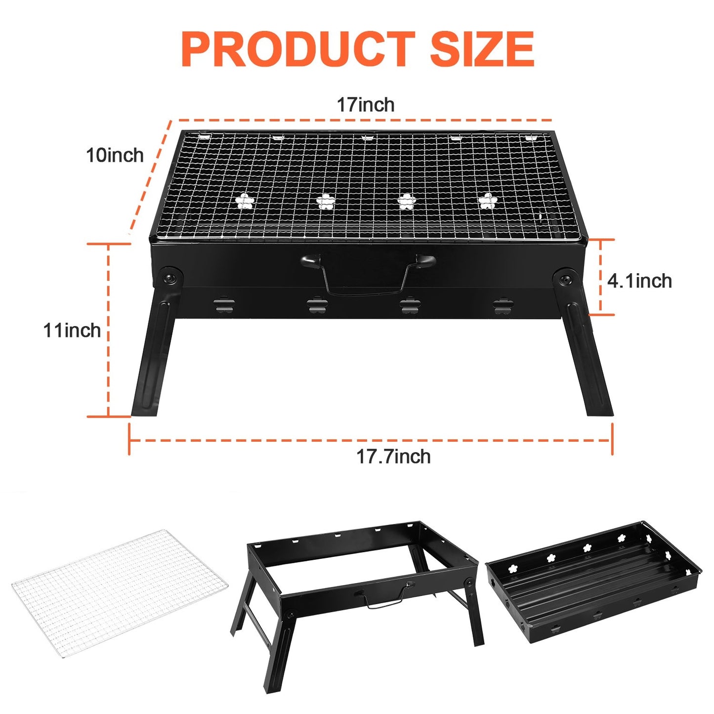 Portable BBQ Grill Foldable Charcoal Grill Camping Garden Outdoor Travel