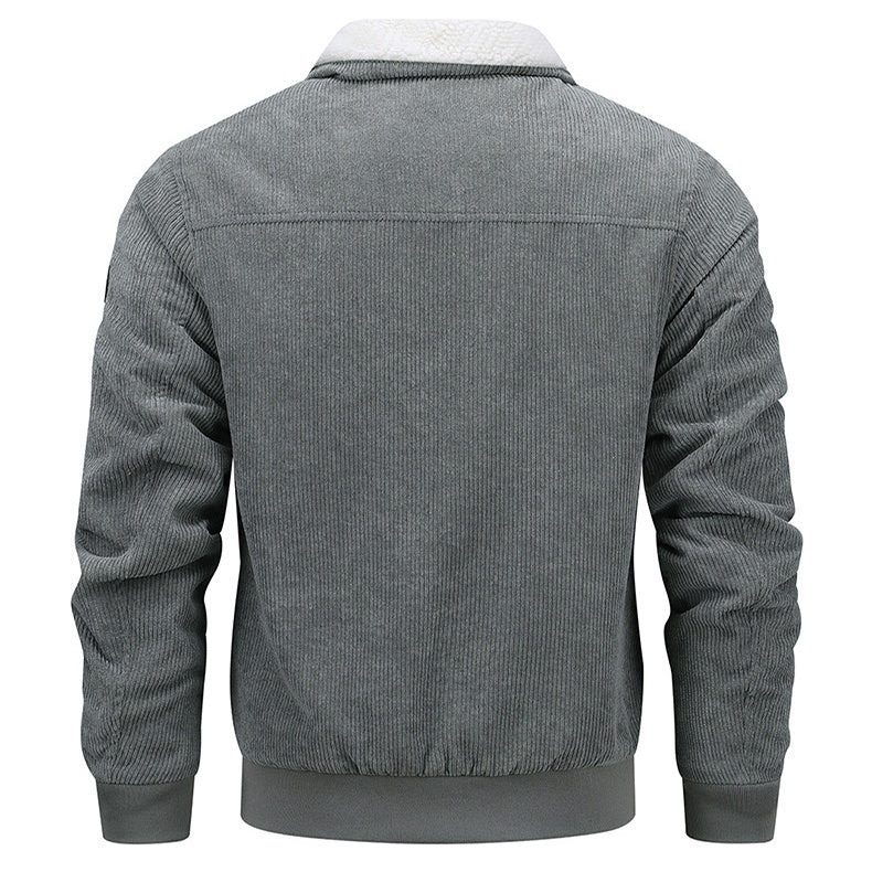 Winter Lapel Fleece Jacket With Pockets Warm Thicken Cotton Coat Men's Clothing - Zalixer