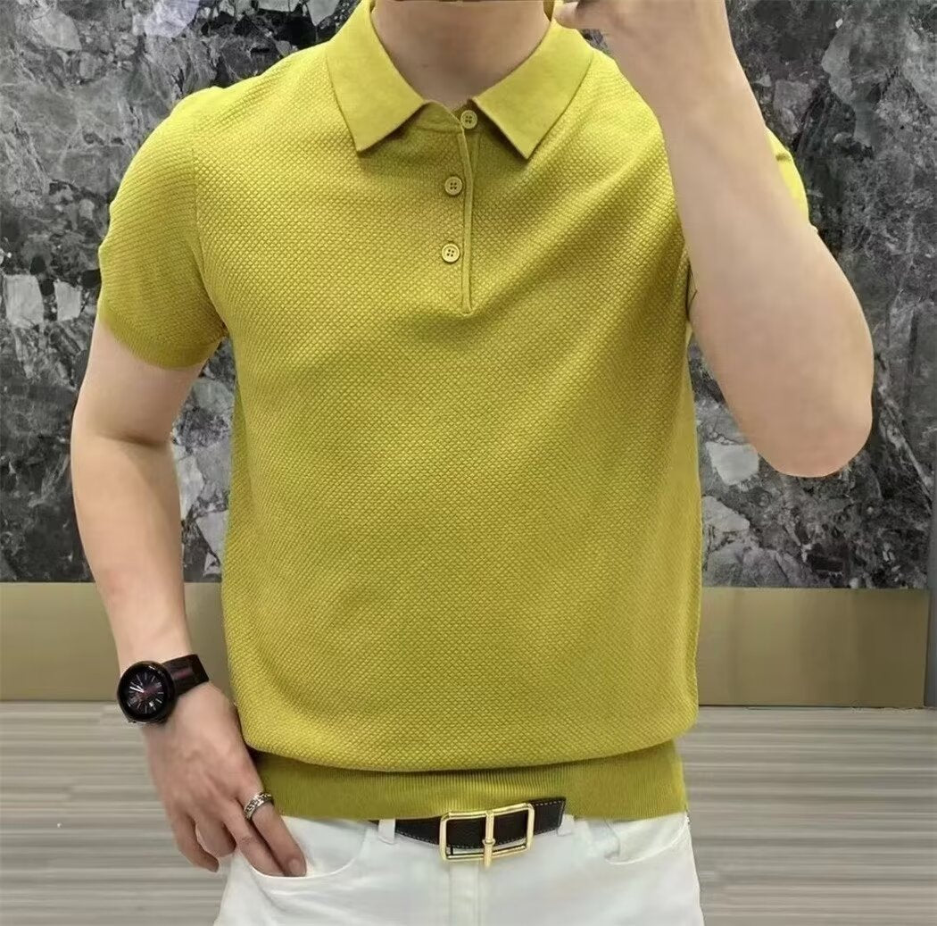 Polo Collar Polo Shirt Knitted Short Sleeve