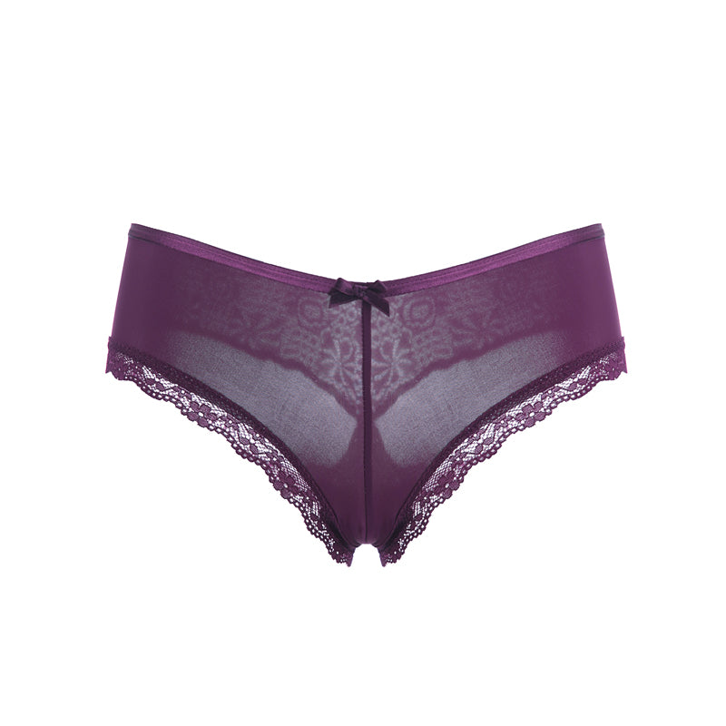 Lace-trimmed silky panties ladies briefs - Zalixer