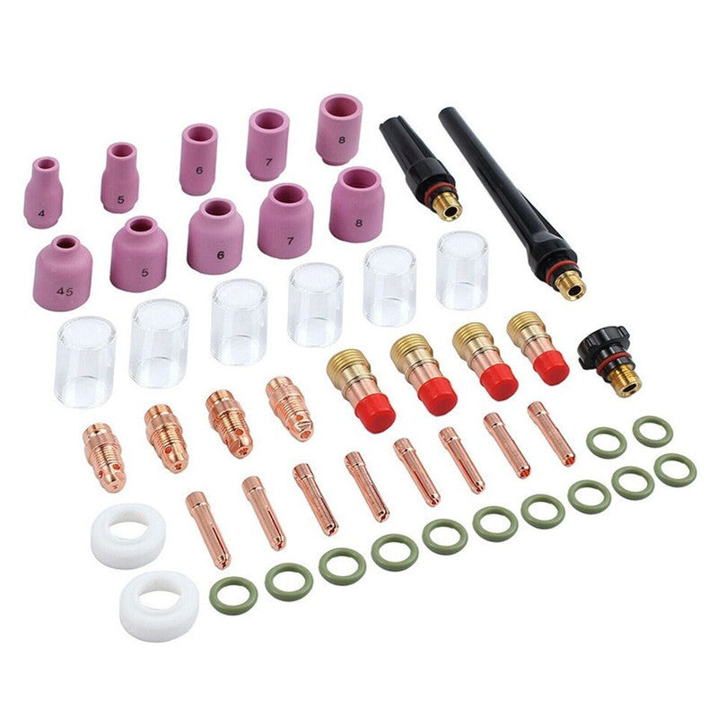 49PCs Pieces TIG Welding Short Gas Lens Kit Torch Cup Sleeve