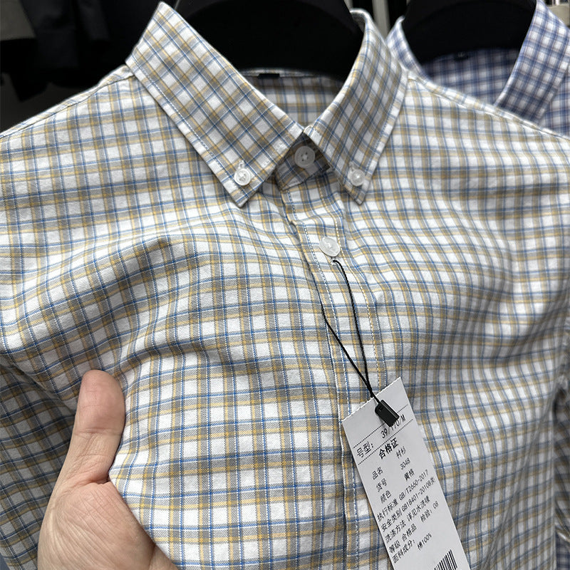 Men's Spring And Autumn Clothing Casual Plaid Pure Cotton Shirt