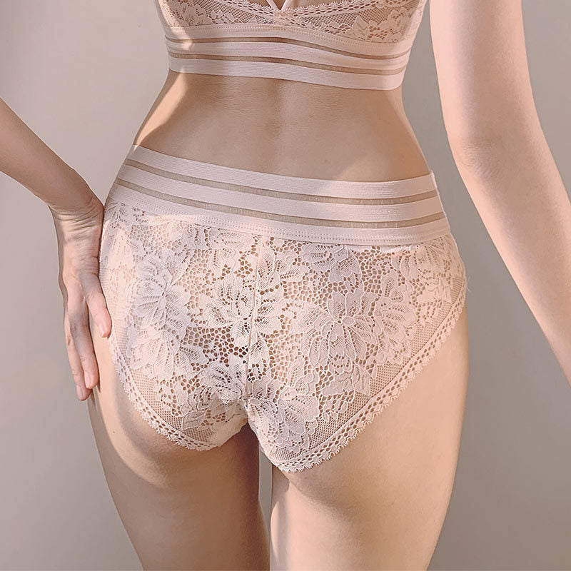 Lace panties hollow transparent mesh cotton - Zalixer