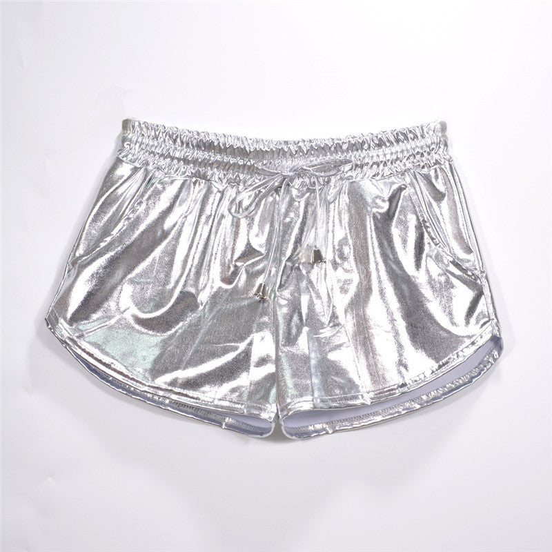 Shiny metallic casual booties shorts - Zalixer