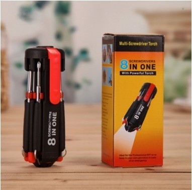 8 In 1 Screwdriver With LED Flashlight Car Portable Multifunctional Outdoor Tool