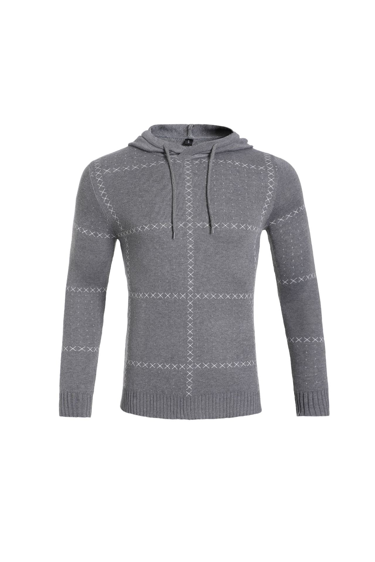 New Men's Knitwear Sweater Plaid Stitching Casual Trend Sports Men's Clothing - Zalixer