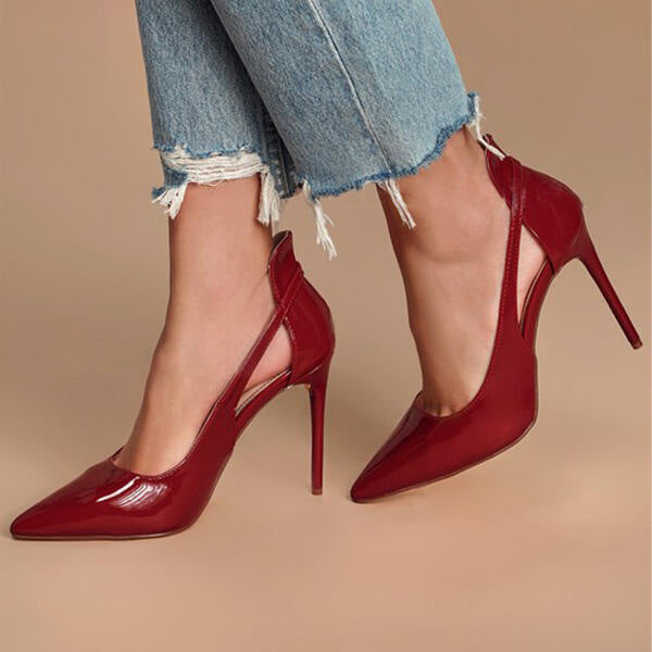 Womens French-style Fashionable Pointed-toe Hollow-out High Heels - Zalixer
