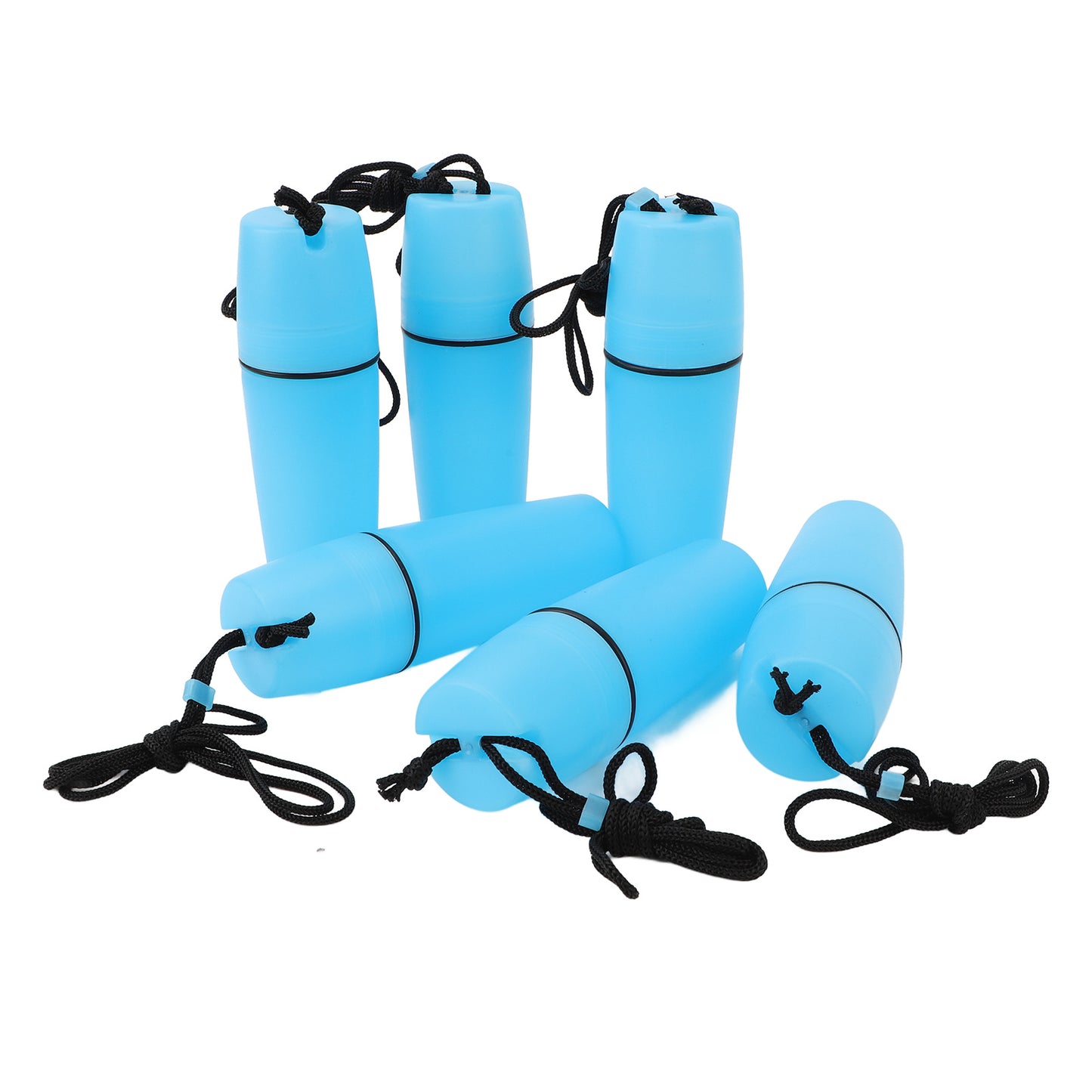 6PCS Kayak Container Bottle ABS Waterproof Portable Kayak Sealed Bottle Dry Canister with Hook Rope for Diving Snorkeling Surfing Kayaking Boating Blue