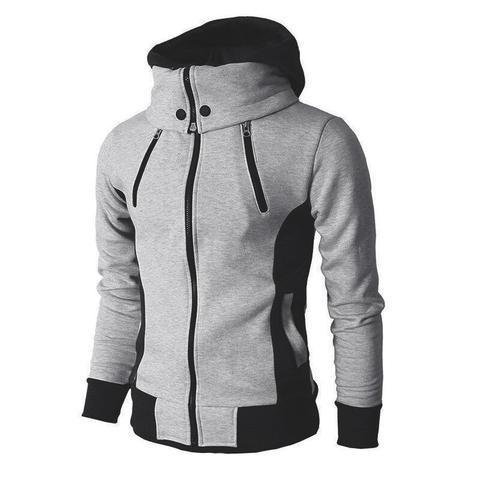 Men's Zip Up Hooded Jacket Two Piece Sports Cardigan