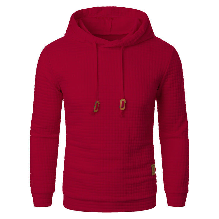 Men's Jacquard Hooded Sweater Long-Sleeved Hoodie Warm Solid Sports Top