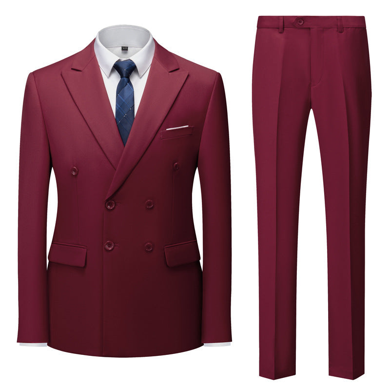 Men's Fashion Casual Solid Color Two-piece Set