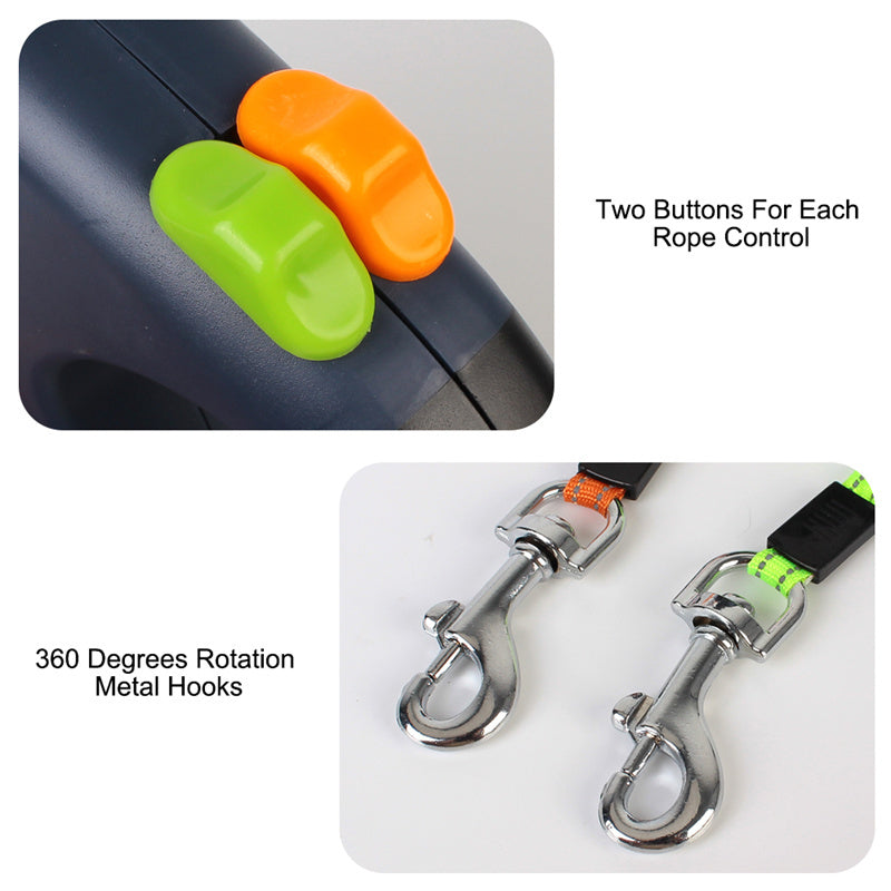 Dual Retractable 360 Swivel Dog Leash