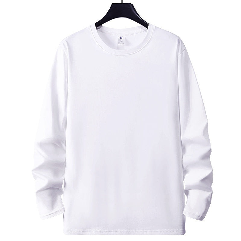 White Long Sleeve T Shirt Solid Color Cotton Base Layer