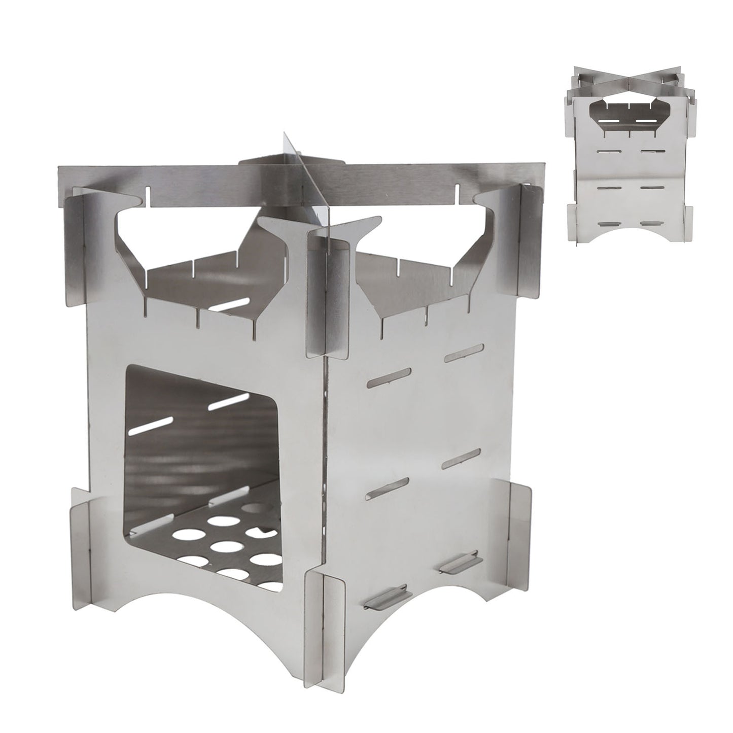 Portable Stainless Steel Folding Wood
Burning Stove Mini Cooker for Outdoor Camping Travel Hiking Picnic