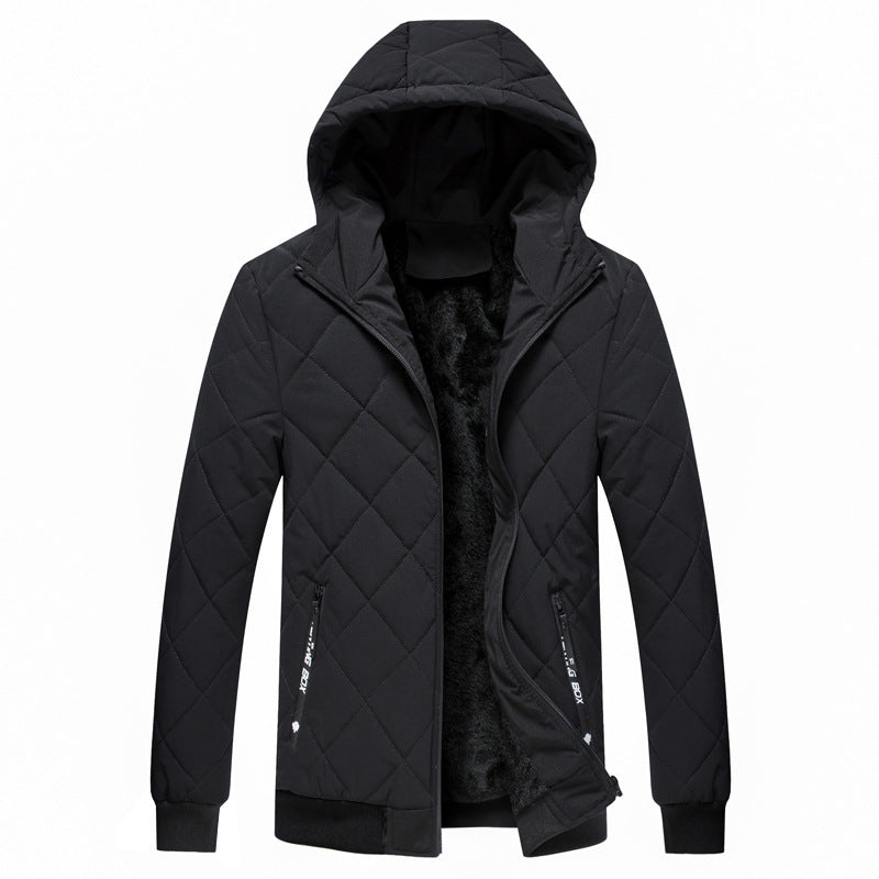 Men's Fall Winter Hooded Velvet Cotton Clothes - Zalixer