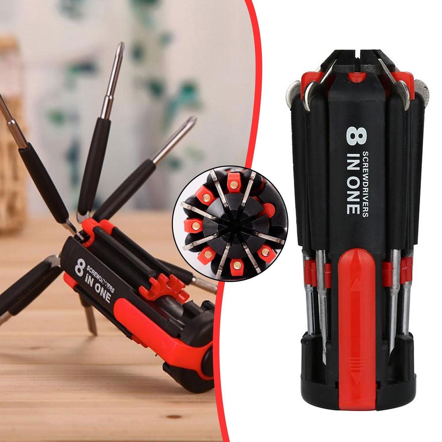 8 In 1 Screwdriver With LED Flashlight Car Portable Multifunctional Outdoor Tool
