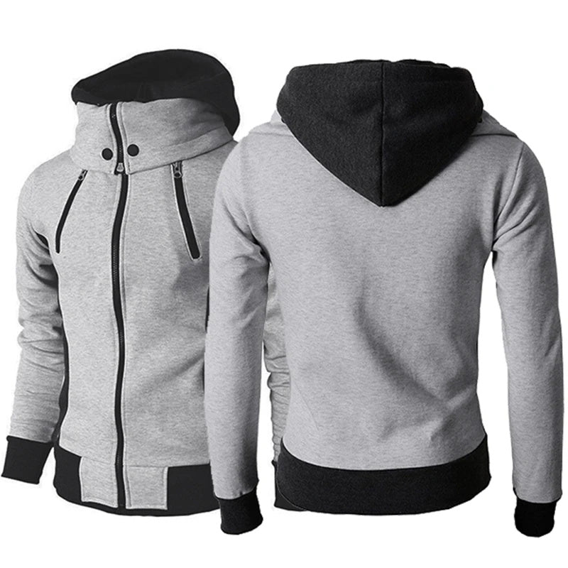 Men's Zip Up Hooded Jacket Two Piece Sports Cardigan