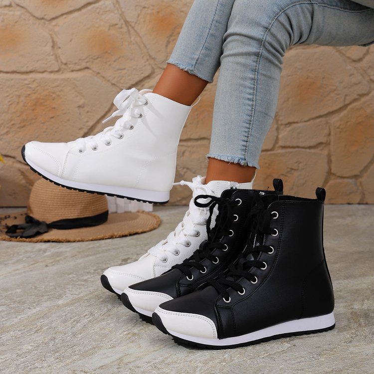 Womens Stylish Side-zip Flat Ankle Boots - Zalixer
