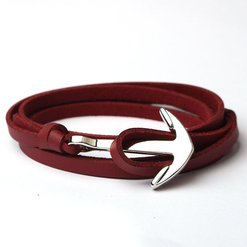 Imitation leather anchor bracelet