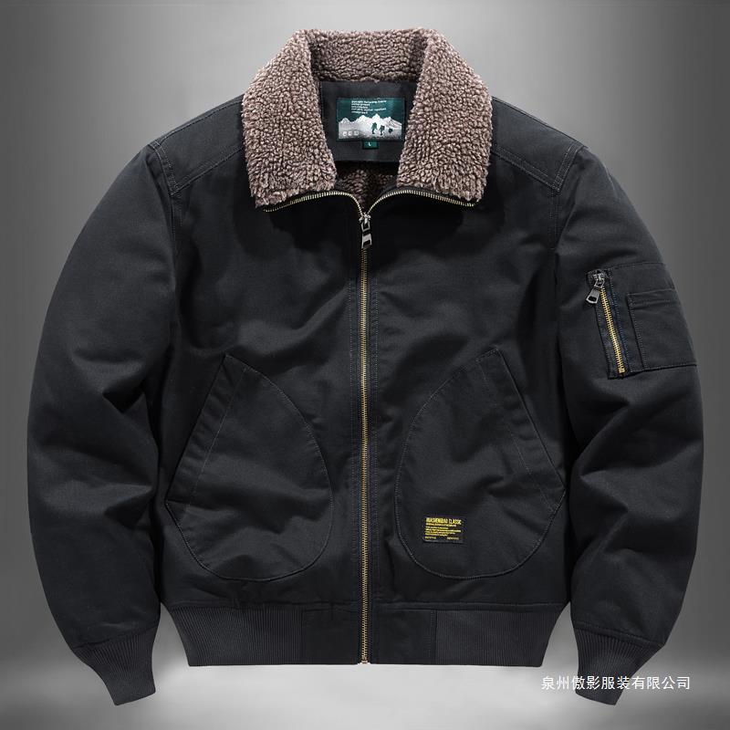 Winter Cotton Dress Men's Fleece-lined Thickened Middle-aged Workwear
