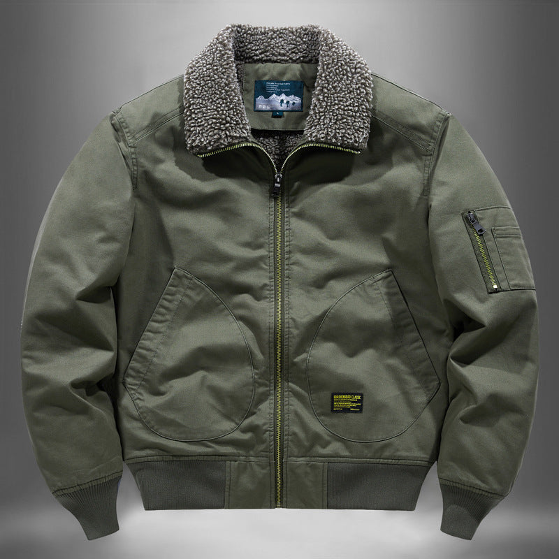 Winter Cotton Dress Men's Fleece-lined Thickened Middle-aged Workwear