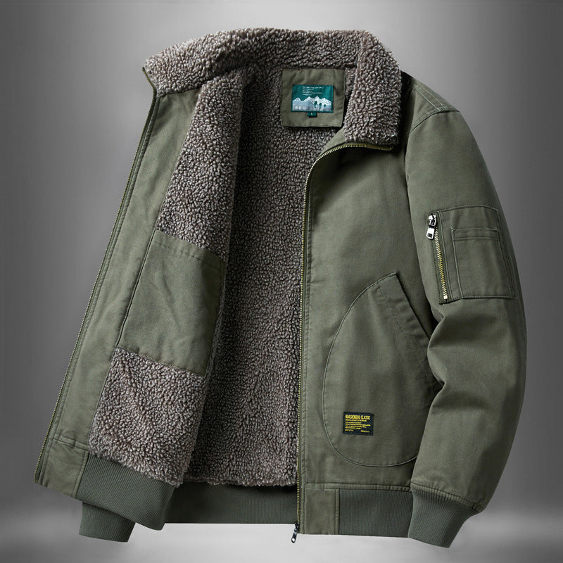 Winter Cotton Dress Men's Fleece-lined Thickened Middle-aged Workwear
