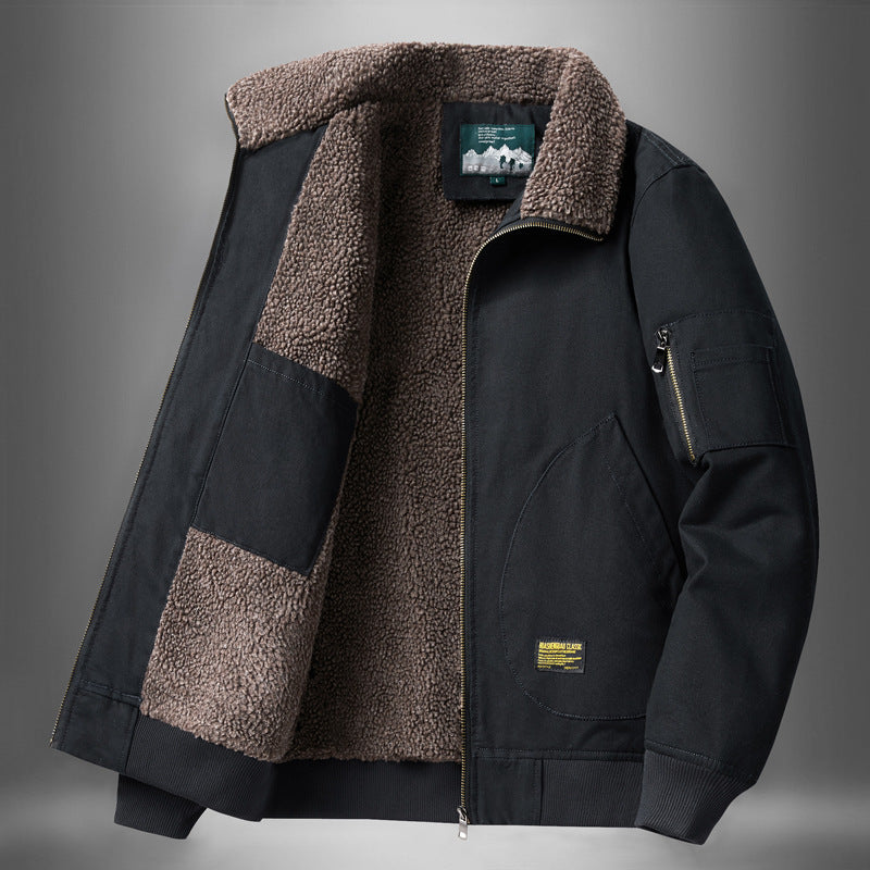 Winter Cotton Dress Men's Fleece-lined Thickened Middle-aged Workwear
