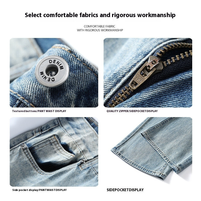 Men's American High Street Loose Wide Leg Denim Trousers