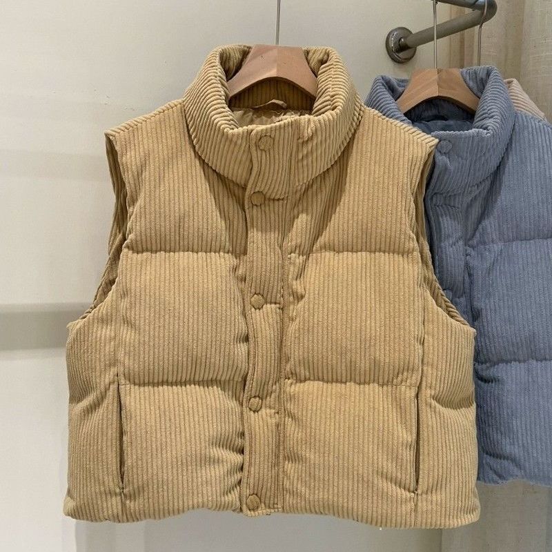 Womens Stylish Short Vest With A Stand-up Collar - Zalixer