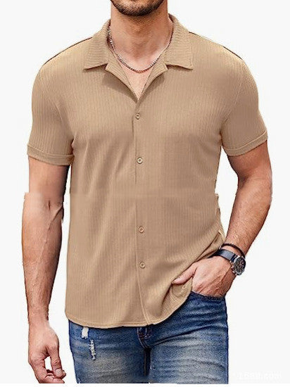 Casual Collar Short Sleeve Polo Shirt With Button Men's Cotton Blend Shirt - Zalixer