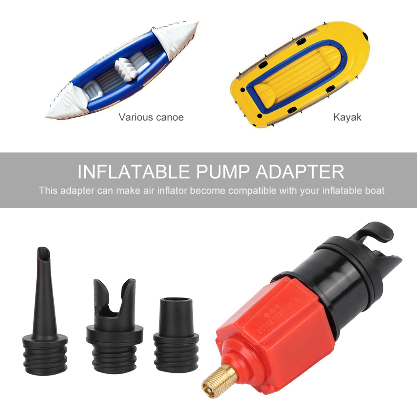 Air Inflator Valve Adapter Accessory for Inflatable Canoe Kayak Boat