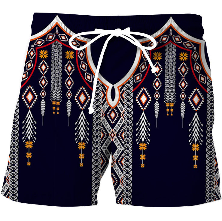 Men's Casual Shorts Retro Geometric Striped Pattern