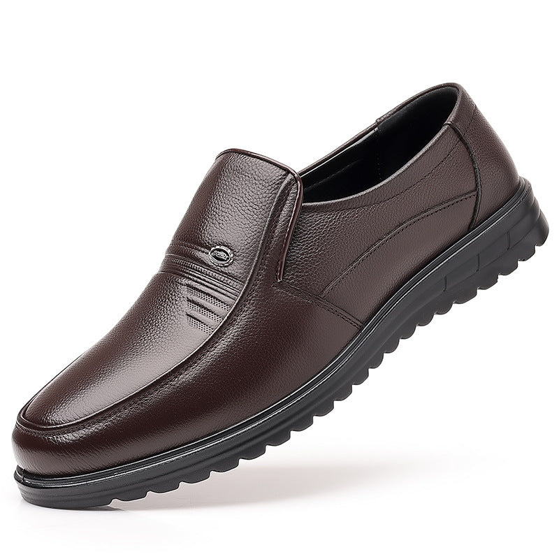 First Layer Cowhide Men's Business Casual Non-slip Soft Leather Soft Sole Shoes