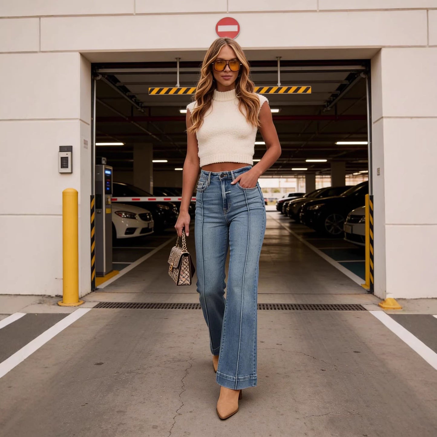 New Womens Mid-rise Bootcut Jeans - Zalixer