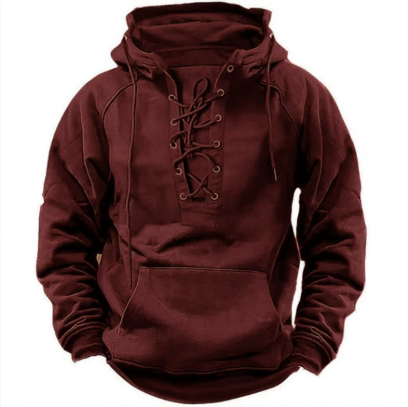 Ins Lace-Up Hoodie Casual Men's Long-Sleeved Sports Pocket Sweatshirt