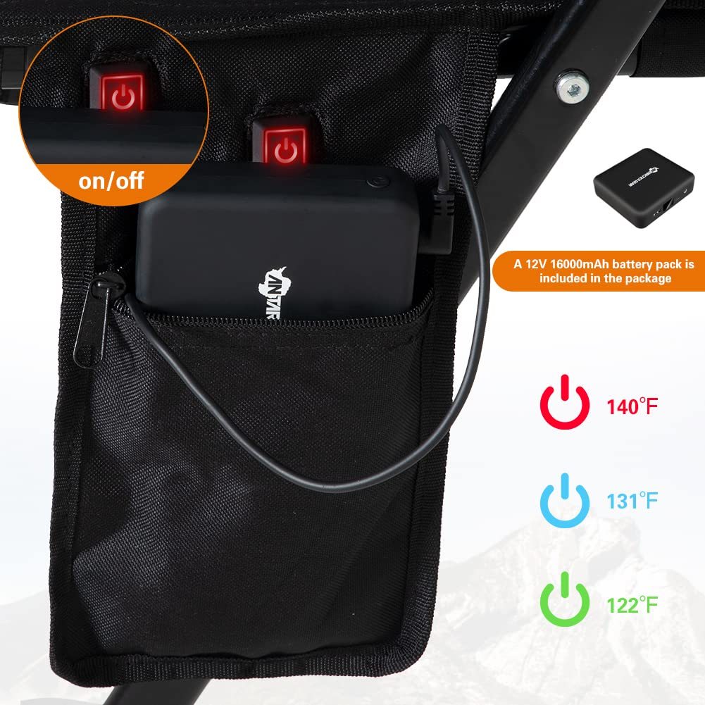 Antarctica Gear Heated Camping Chair With 12V 16000mAh Battery Pack, Heated Portable Chair, Perfect For Camping, Outdoor Sports, Hunting, And Beach Party, With 5 Pockets - Zalixer