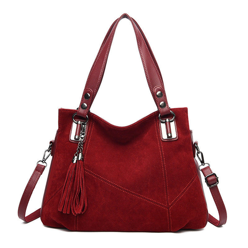 Womens Retro Tassel Zipper Suede Shoulder Crossbody Bag - Zalixer