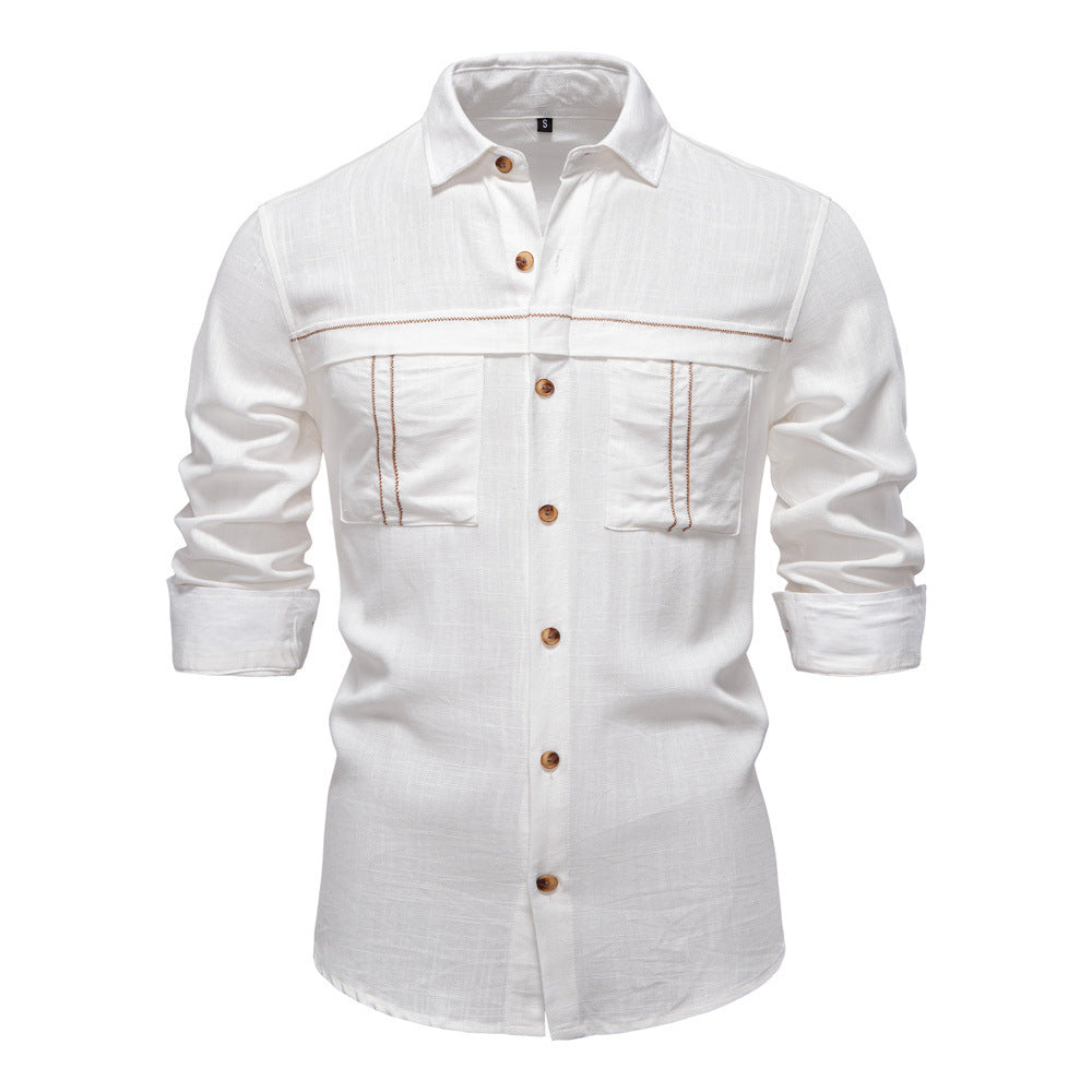 Men's Long Sleeve Shirt With Pocket Decoration