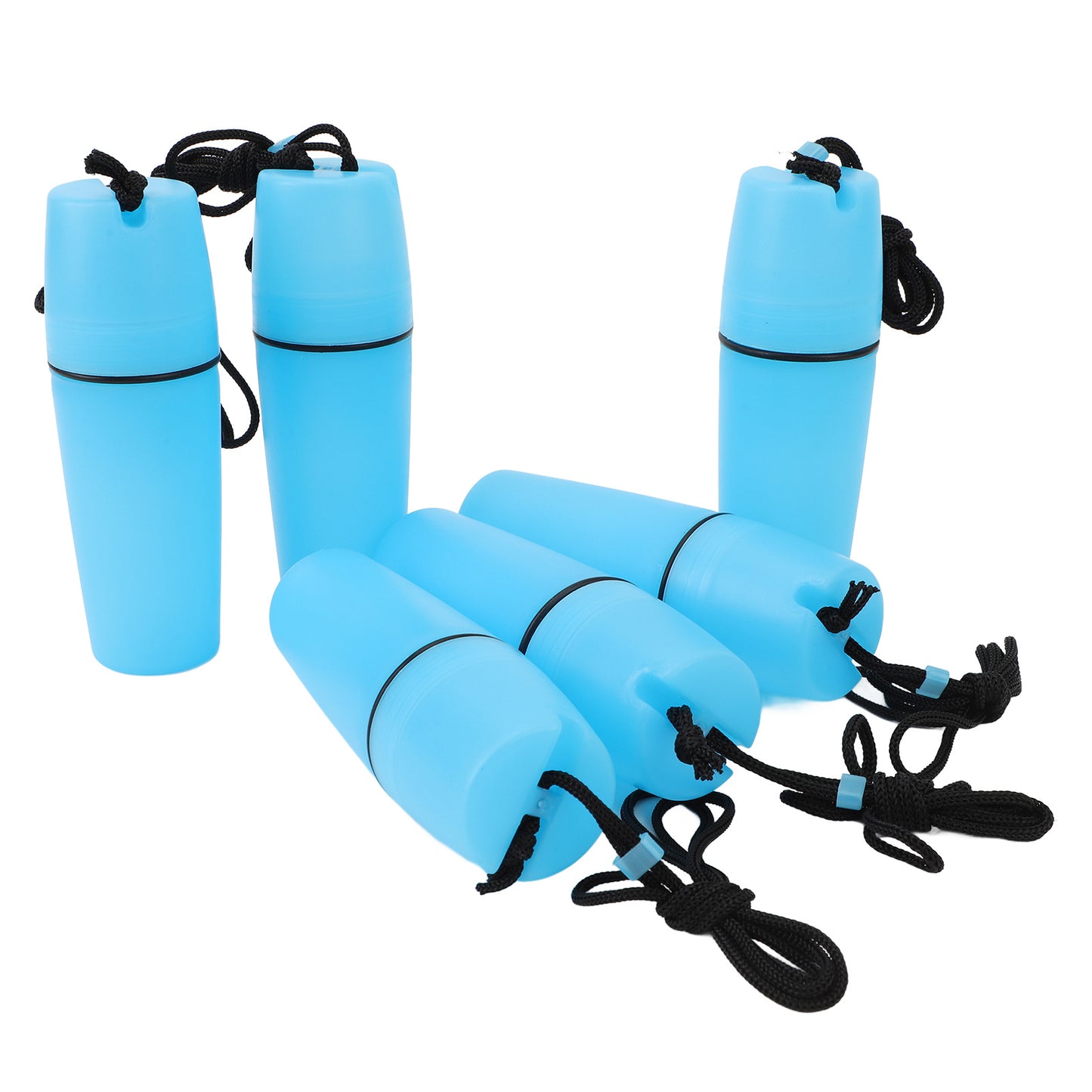 6PCS Kayak Container Bottle ABS Waterproof Portable Kayak Sealed Bottle Dry Canister with Hook Rope for Diving Snorkeling Surfing Kayaking Boating Blue