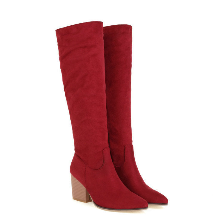 Womens Versatile Suede High-Top Boots - Zalixer