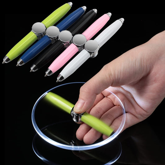Creative Multi-Function LED Pen Spinning Decompression Gyro Metal Ballpoint Pen