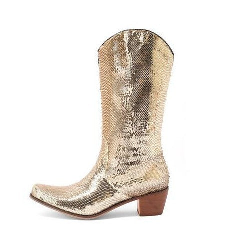 Womens Block-Heel Patent Leather Knee-High Boots - Zalixer