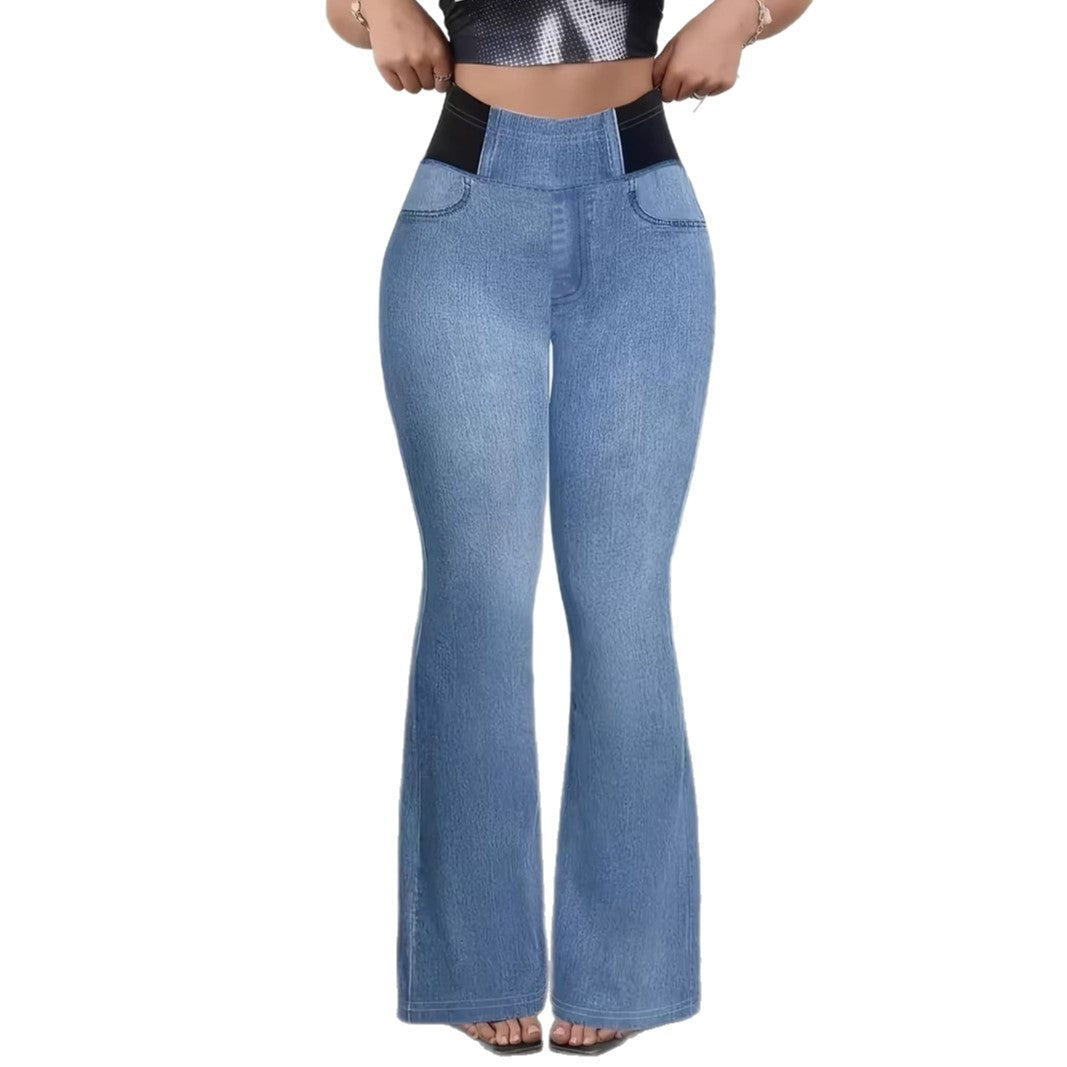 Womens Elastic Waist Slim-Fit Pants Womens Apparel - Zalixer