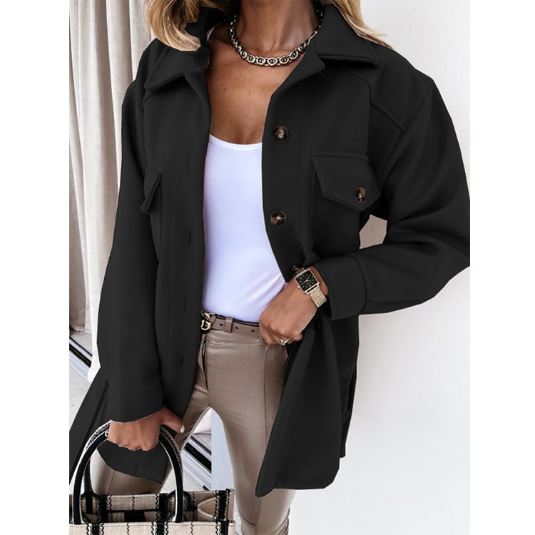 Women's Lapel Jacket Fashion Casual Single-Breasted Coat With Belt Spring - Zalixer