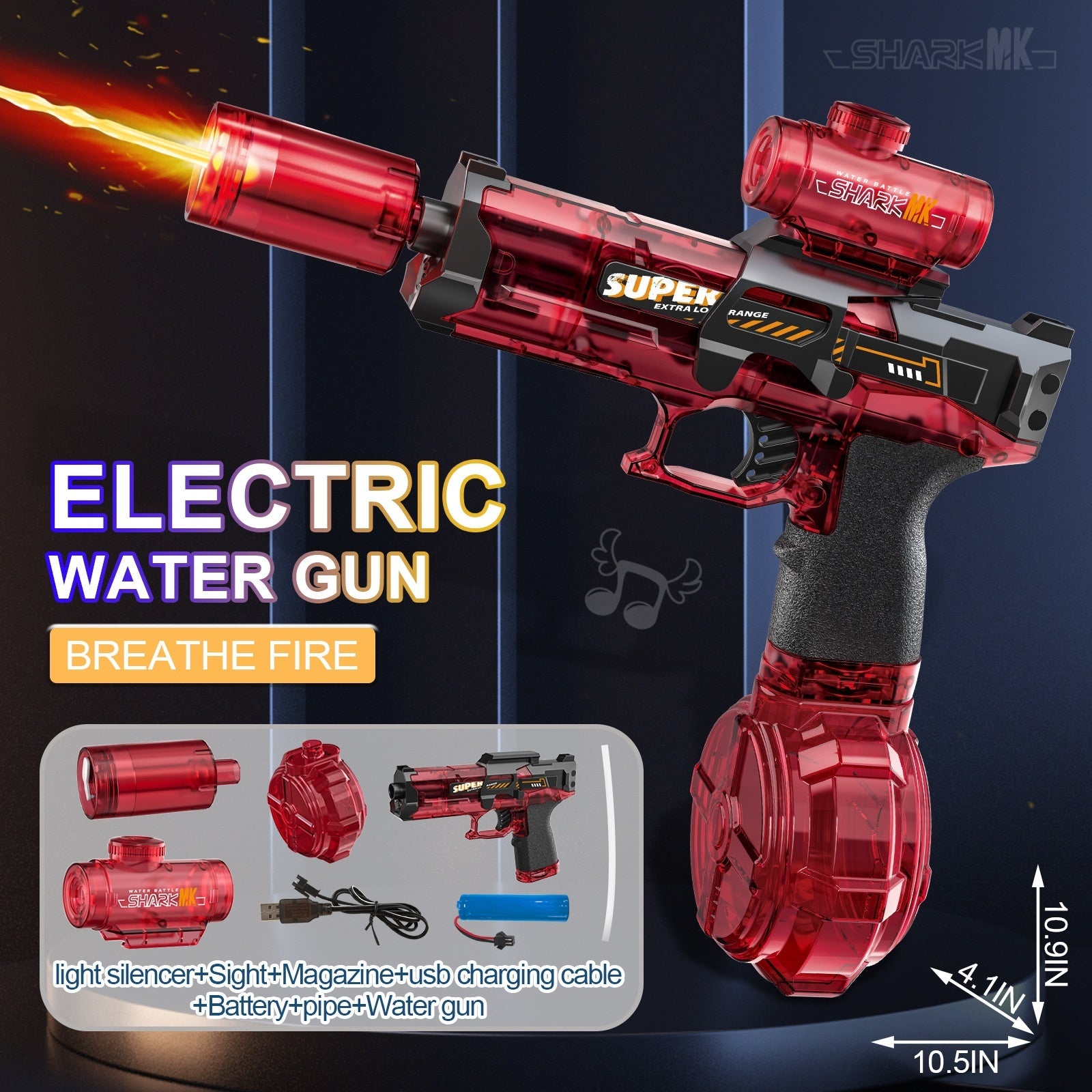 LED Lights Electric Water Guns Children Simulated Shooting Recoil Powerful Automatic Water Spray Gun Kids Summer Outdoor Toys - Zalixer